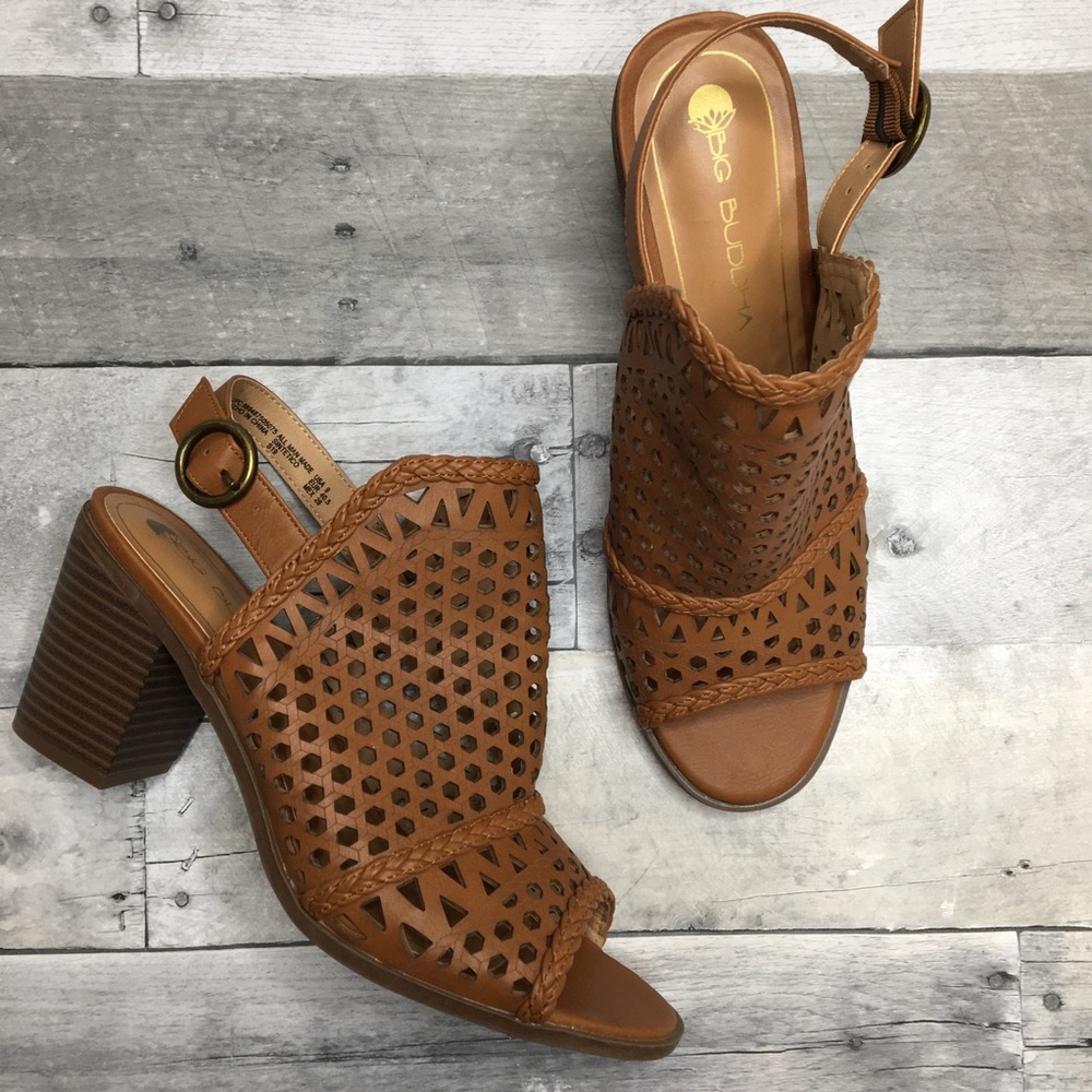 Big Buddha Basket Weave Chunky Block Heel Sandals